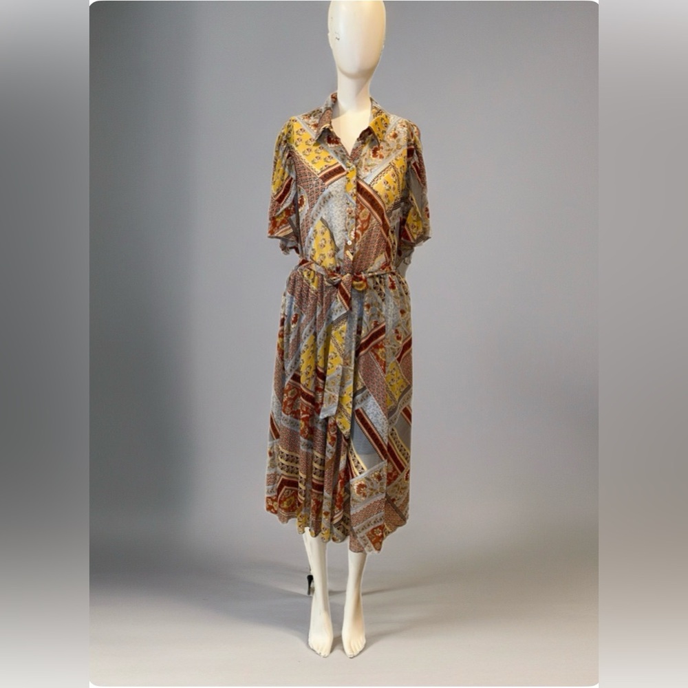 Patchwork Print Midi Dress - image 2